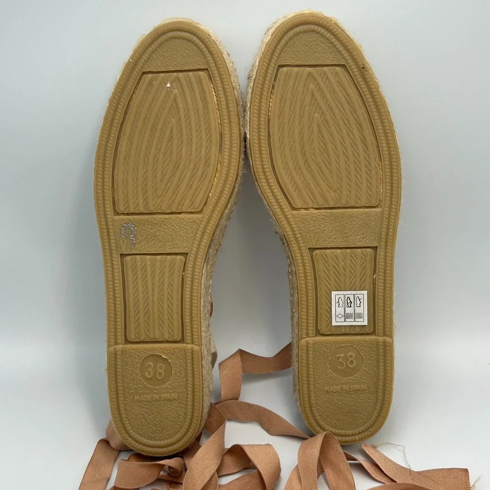 Diegos® Handmade Spanish‎ Espadrilles Catalina White Wedge Lace up Shoes Size 38